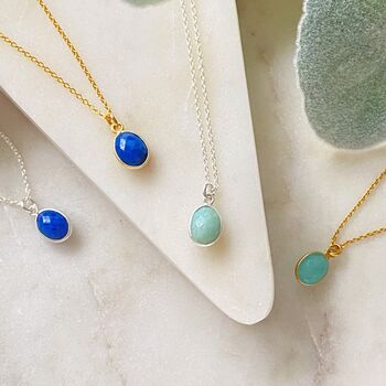 Semi Precious Gemstone Charm Necklace Choice Of Stones, 3 of 11