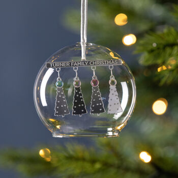Personalised Birthstone Christmas Tree Dome Bauble, 3 of 4