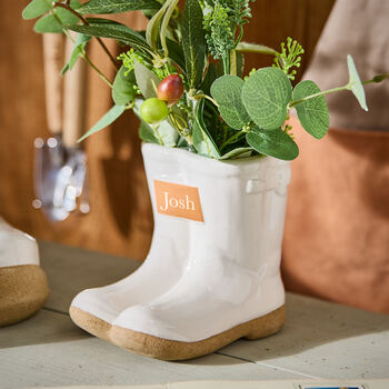 Personalised White Welly Boots Planters, 3 of 7