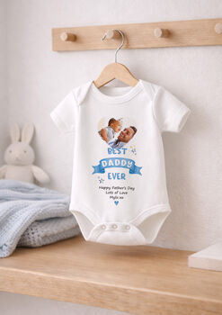 Personalised Father’s Day Photo Baby Outfit, 3 of 7