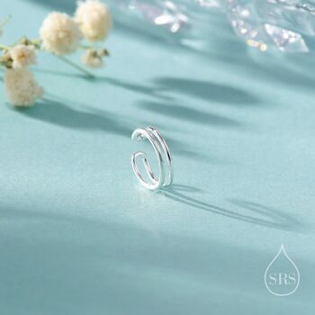 Sterling Silver Minimalist Double Bar Ear Cuff, 2 of 12