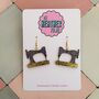 Sewing Machine Glitter Earrings / Sewing Lover Gift / Craft Inspired Jewellery / Fun Statement Accessories, thumbnail 1 of 5