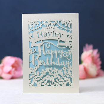 Personalised Papercut Calligraphy Birthday Card, 4 of 4