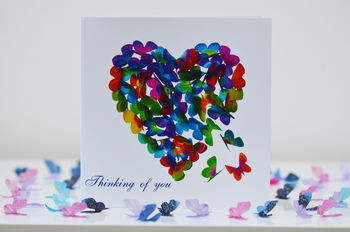Butterfly Thinking Of You Blue Hydrangea Card, Not 3D, 8 of 11