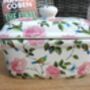 Lidded Butterdish In Exotic Bird Of Paradise Design, thumbnail 1 of 12