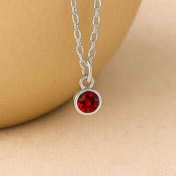 Personalised Sterling Silver July Ruby Birthstone Necklace, 2 of 12