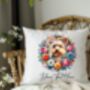 Personalised Yorkshire Terrier Summer Floral Dog Wreath Cushion And Mug Bundle, thumbnail 4 of 4