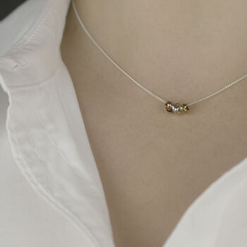 Three Knot Necklace In Silver, Rose And Gold, 2 of 6
