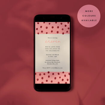 Digital Download Birthday Party Invite With Polka Dot Border, 2 of 6