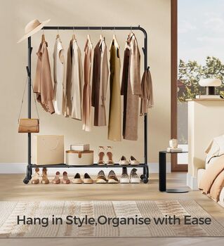 Clothes Rail Metal Frame Single Clothes Hanging Rail, 6 of 12