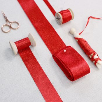 Red Satin Ribbon With Gold Sparkles, 4 of 9