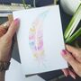 Rainbow Feather Watercolour Birthday Card, thumbnail 2 of 2