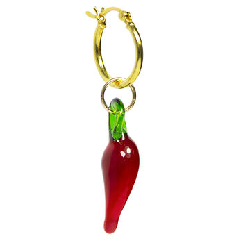 Glass Colourful Chilli Pepper Hoop Earrings Single Pair, 4 of 7