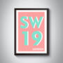 Sw19 Wimbledon, London Postcode Typography Print, thumbnail 4 of 10
