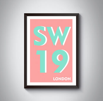 Sw19 Wimbledon, London Postcode Typography Print, 4 of 10