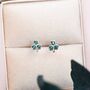 Sterling Silver Green Cz Shamrock Tiny Stud Earrings, thumbnail 1 of 12