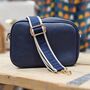 Single Zip Cross Body Bag In Navy Blue, thumbnail 1 of 2