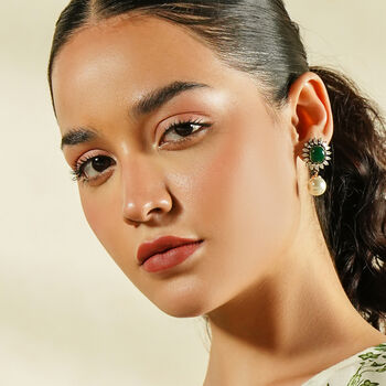 Statement Green Pearl Drop Earring, 3 of 3