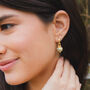 Gold Sacred Heart Huggie Earrings, thumbnail 1 of 10