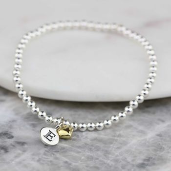 Personalised Skinny Bead Bracelet With Heart Charm, 10 of 12