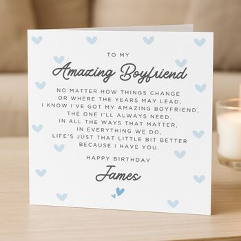 Personalised Special Verse Birthday Card For Boyfriend, 2 of 8