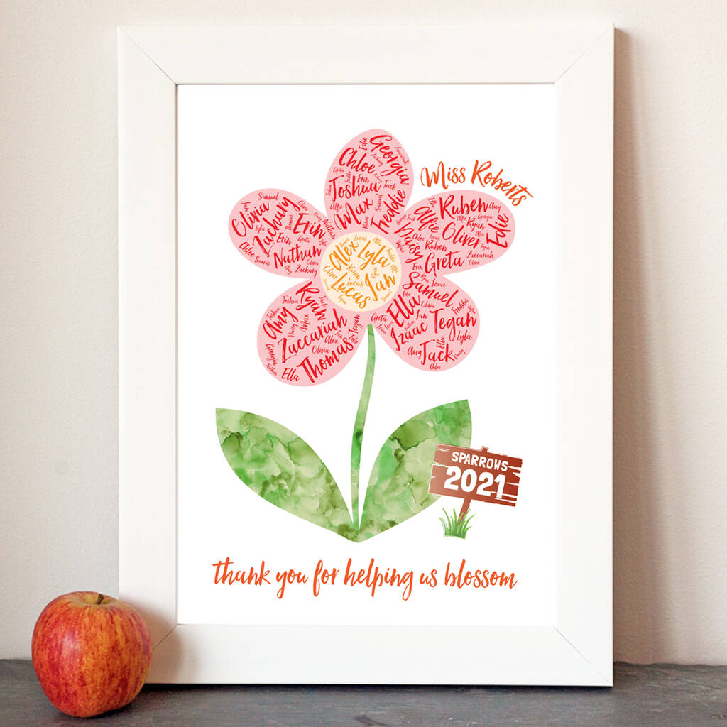 Personalised 'Class Flower' Teacher Thank You Print By More Than Words ...