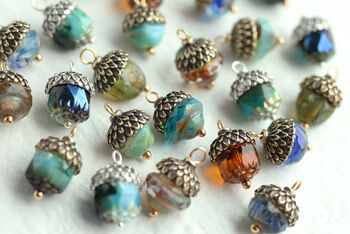 Storm Blue Jade Acorn Earrings, 7 of 12