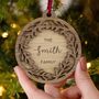 Personalised Wooden Wreath Bauble For Family, thumbnail 1 of 5