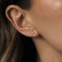 Dara. Gold Plated Tiny Opal Stud Earrings, thumbnail 4 of 5