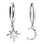 Sydney Sterling Silver Crystal Moon + Star Huggies, thumbnail 2 of 3