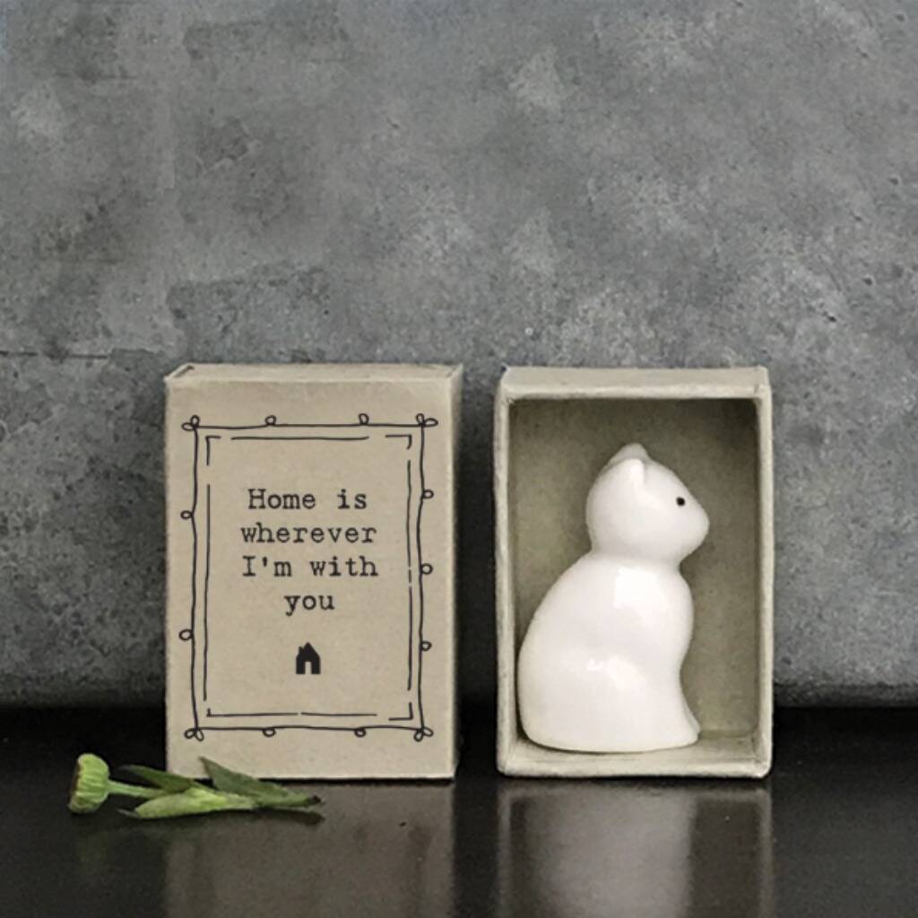 Home Is Wherever I'm With You Porcelain Cat Matchbox, 1 of 3