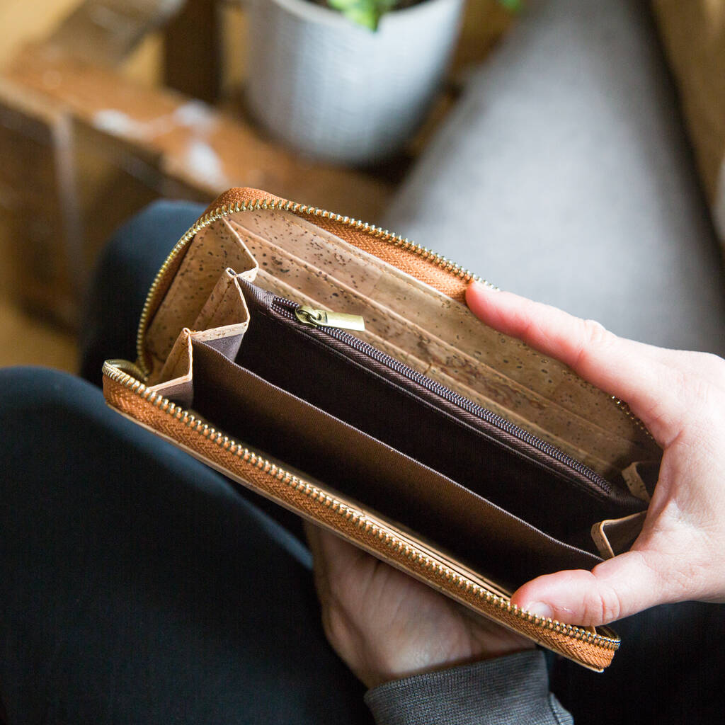 Women’s Zip Around Cork Purse By Yum Farm