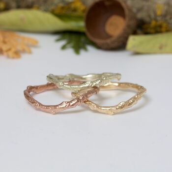 Shaped Twig Wedding Ring, Solid Gold Organic Ring, 9 of 9