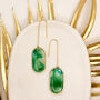 Transparent Green Oval Statement Earrings For Her, thumbnail 1 of 9