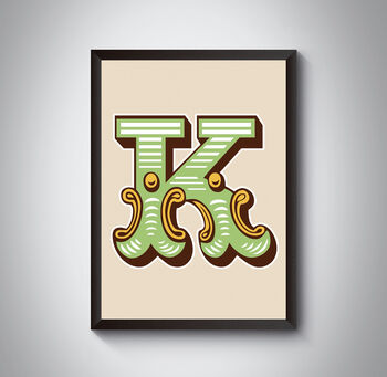 K Letter Bold Carnival Initial Art Print Circus Print, 3 of 4