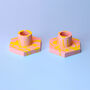 Pink And Yellow Geometric Candlestick Holder, thumbnail 4 of 7