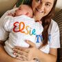 Hand Embroidered Personalised Baby Name Cardigan, thumbnail 6 of 9