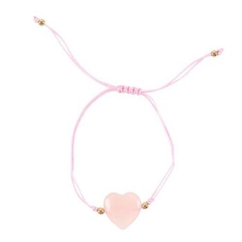 'You Are Loved' Rose Quartz Crystal Heart Bracelet, 2 of 3
