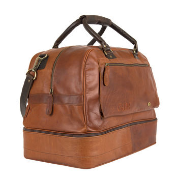 Personalised Leather Holdall With Shirt Compartment, 4 of 12