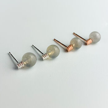 Sterling Silver Grey Stone Lightbulb Stud Earrings, 2 of 5