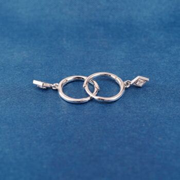 Silver Diamond Drop Hoop Earrings With Cz Stone, 5 of 7