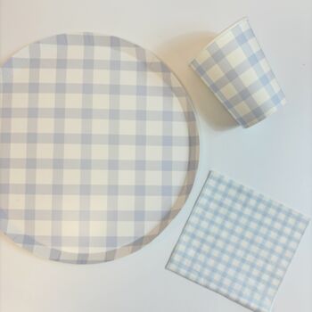 Light Blue Plaid Large Party Plates X 12, 2 of 2