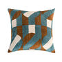 Geometric Blue And Brown Velvet Pillow Cover 50x50cm, thumbnail 1 of 6