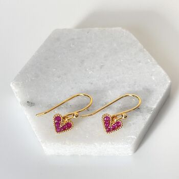 Pink Pave Heart Crystal Earrings, 2 of 4