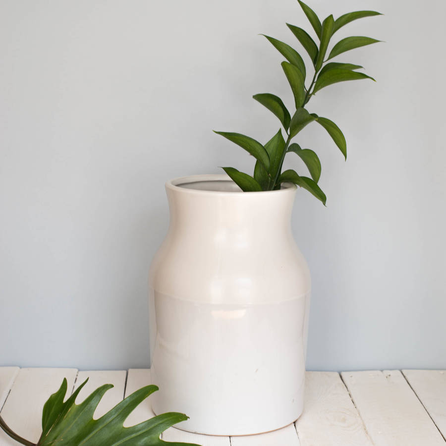 Large Dipped White Vase By Iamia