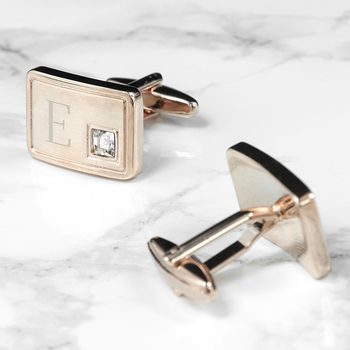 Personalised Rose Gold Plated Cufflinks With Crystal, 6 of 7