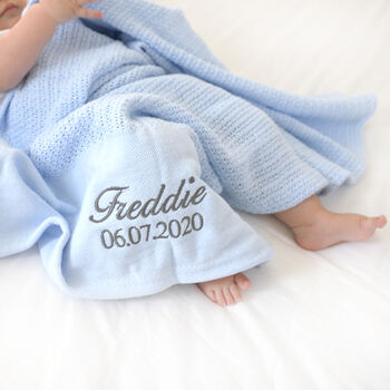 Personalised Blue Cellular Baby Blanket, 3 of 9