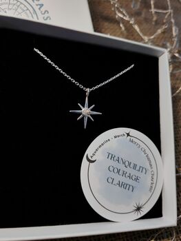 Handmade Sterling Silver North Star Birthstone Christmas Necklace: March Birthstone, 3 of 12