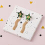 Shooting Star Statement Earrings, Celestial Acrylic Gold Tassel Jewellery, thumbnail 1 of 5