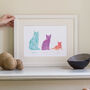 Family Cats Watercolour Personalised Print, thumbnail 3 of 6